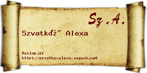 Szvatkó Alexa névjegykártya
